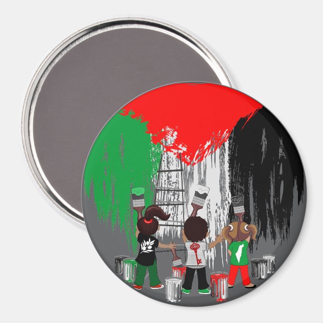 Aimant Children of Gaza Painting Palestine Flag  (Recto/Verso)