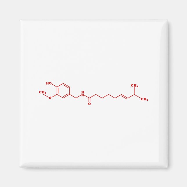 Aimant Chili Capsaicin Formule chimique moléculaire (Devant)
