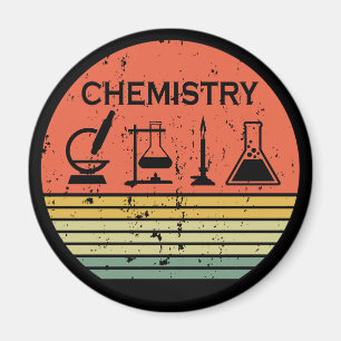 Aimant Chimie vintage coucher de soleil rayures rétro mot