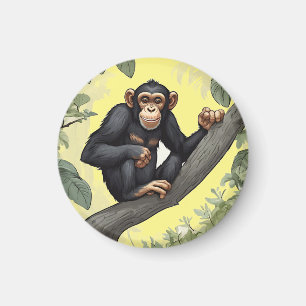 Aimant Chimpanzé mignon sur la branche accueille