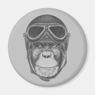 Aimant Chimpanzé vintage de casque