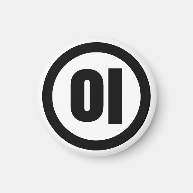 Aimant Chine coréenne Numéro 2 Deux 이 (Devant)