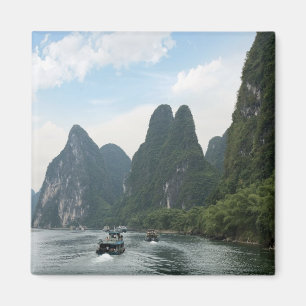 Aimant Chine, Guilin, Li River, Bateaux de la rivière le 