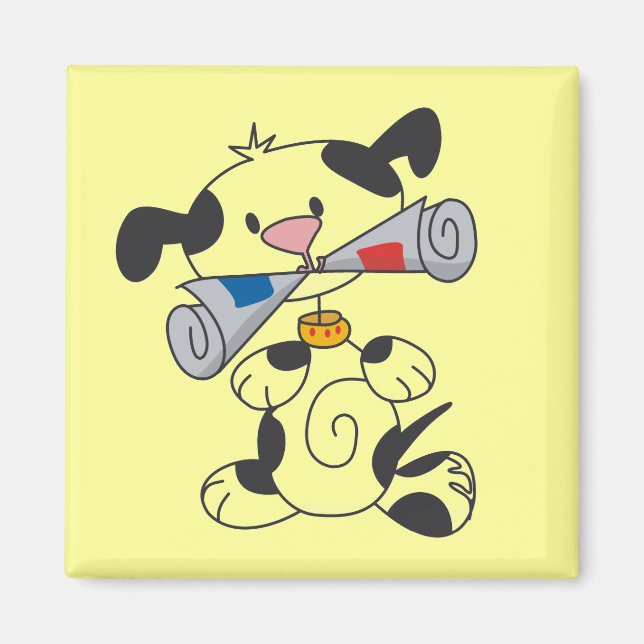 Aimant Chiot avec le T-shirts et les cadeaux de journal (Devant)