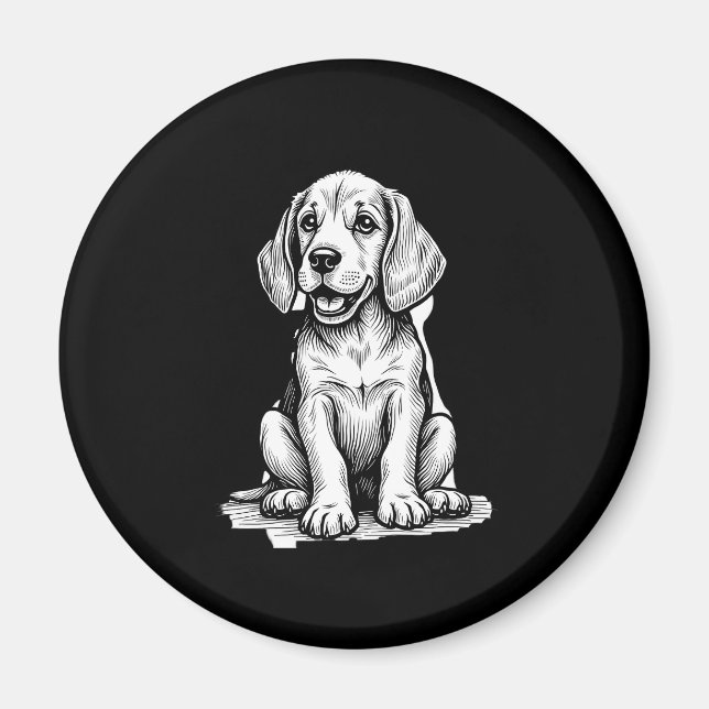 Aimant Chiot beagle adorable, Amoureux des animaux de fam (Devant)