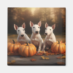 Aimant Chiot Bull Terrier Délice d'Automne Citrouille