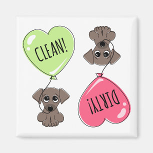 Aimant Chiot mignon avec sale propre de ballon de coeur