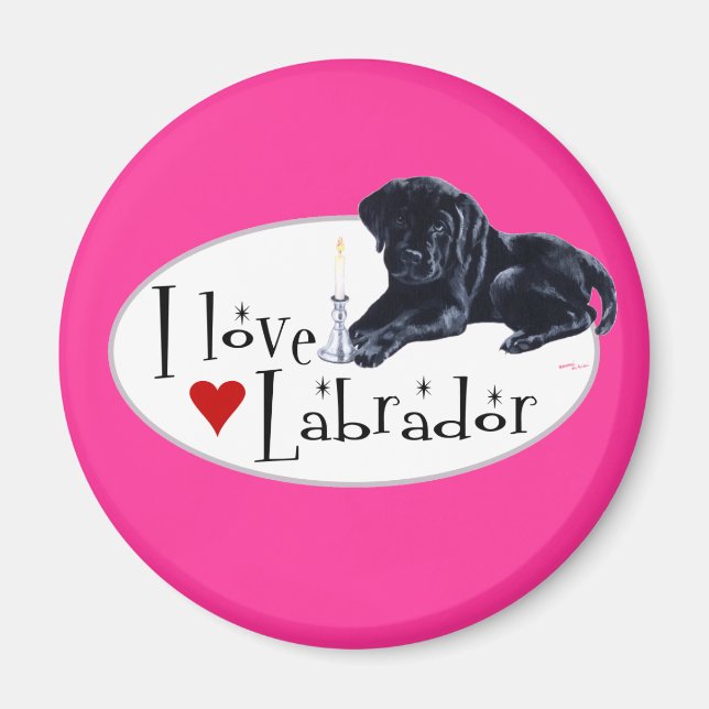 Aimant Chiot noir Labrador (Devant)