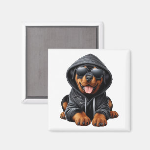 Aimant Chiot Rottweiler en Sweatshirt à capuchon