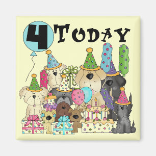 Aimant Chiots 4e anniversaire Bash Tshirts et cadeaux