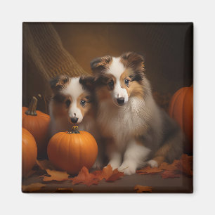 Aimant Chiots Berger des Shetland Automne Délice Citrouil