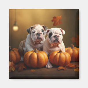 Aimant Chiots Bouledogue Délice d'Automne Citrouille
