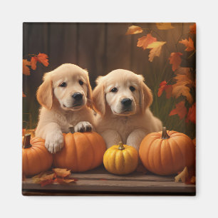 Aimant Chiots Retriever du Golden Automne Délice Citrouil