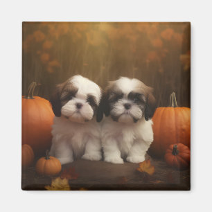 Aimant Chiots Shih Tzu Délice d'Automne Citrouille 