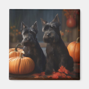 Aimant Chiots Terrier Écossais Délice d'Automne Citrouill