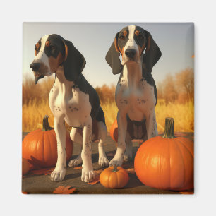 Aimant Chiots Treeing Walker Coonhound Citrouille d'Autom
