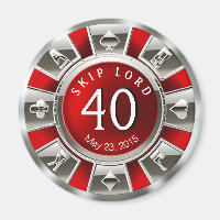 Chip Casino Vegas 40e anniversaire | argent rouge