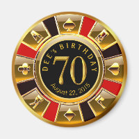 Chip Casino Vegas 70e anniversaire | or rouge noir