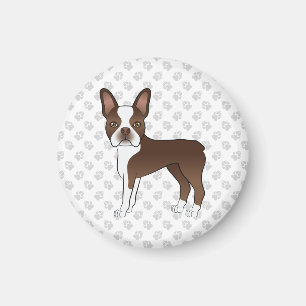 Aimant Chocolat Brown Boston Terrier Cartoon Chien et Pât