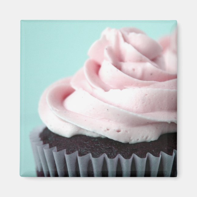 Aimant Chocolat Cupcake Rose Vanille Frosting (Devant)