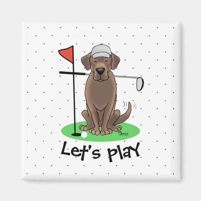 Aimant Chocolat de golf Labrador Retriever Dog - mignonne (Devant)