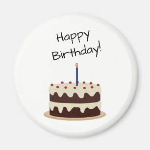 Aimant Chocolat de joyeux anniversaire et gâteau de