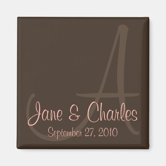 Aimant Chocolat et monogramme rose ・ Enregistrer l'aimant (Devant)