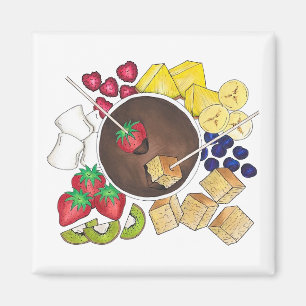 Aimant Chocolat Fondue Pot Rétro Dessert Alimentation Fru