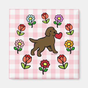 Aimant Chocolat Lab Puppy et Red Heart
