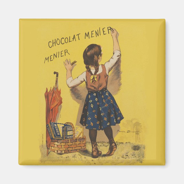 Aimant Chocolat Menier Petite fille Mur écriture (Devant)