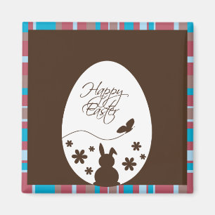 Aimant Chocolat moderne Joyeux Oeuf de Pâques Brown