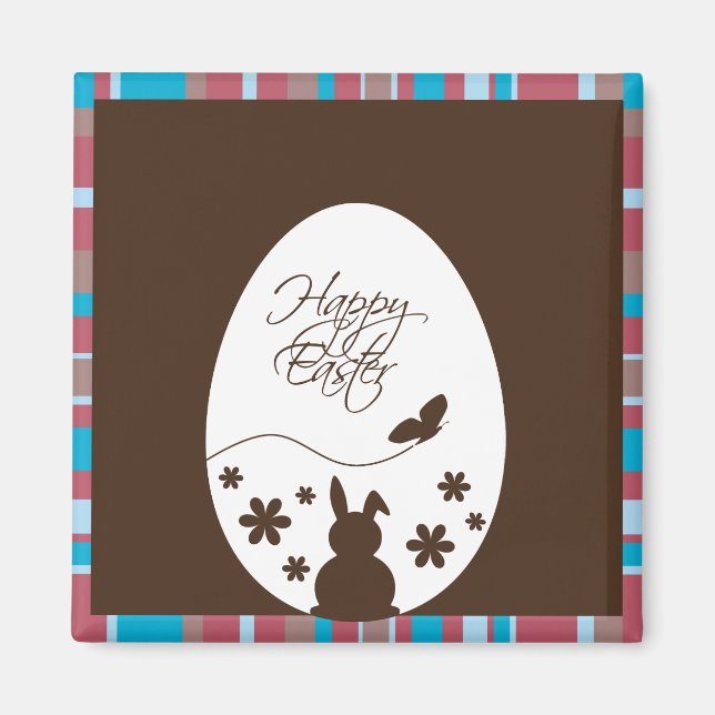 Aimant Chocolat moderne Joyeux Oeuf de Pâques Brown (Devant)