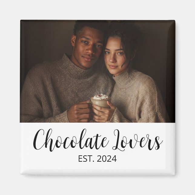 Aimant Chocolate Lovers Couple Established Photo Gift (Devant)