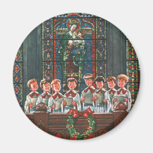 Aimant Chœur d'enfants chantant Noël vintage dans une égl