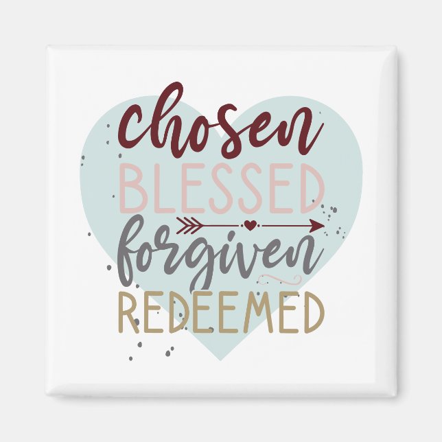 Aimant Chosen Bienheureux Pardonné Racheté Mignonne Typog (Devant)