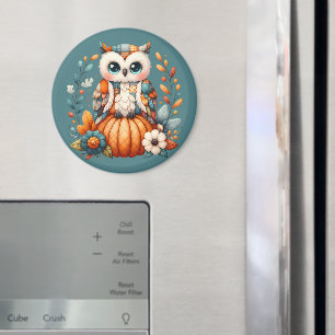 Aimant Chouette à écaille sur Citrouille — Chouette à cot