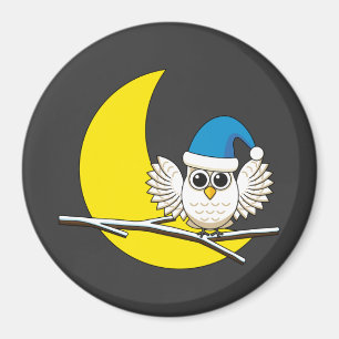 Aimant Chouette neigeuse dans une nouvelle nuit d'hiver s