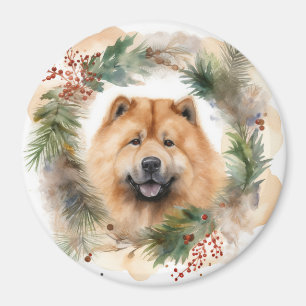 Aimant chow chow Christmas Wreath Festive Pup