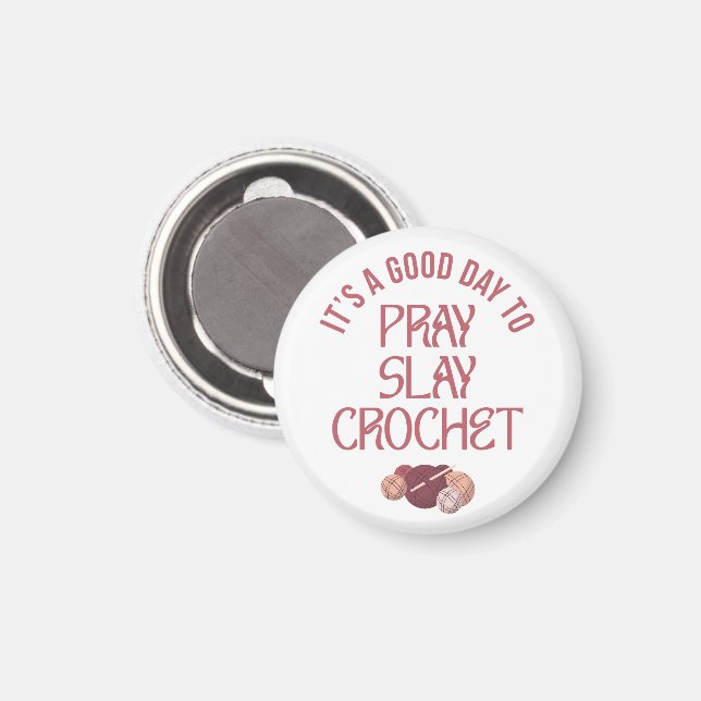 Aimant Christian Mom Crafter PRAY SLAY CROCHET  (Recto/Verso)