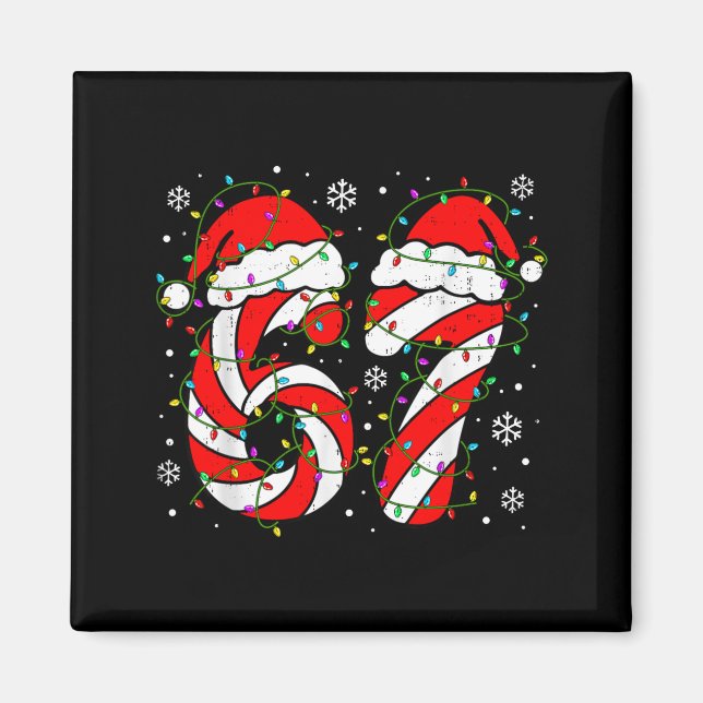 Aimant Christmas 67 Candy Cane Six Seven Meme Lights Sant (Devant)