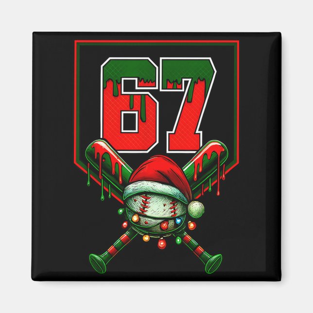 Aimant Christmas Baseball Drip Number 67 Player Or 67th B (Devant)