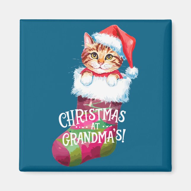 Aimant Christmas Cat _ Christmas At Grandma Cat _ Cute Ca (Devant)