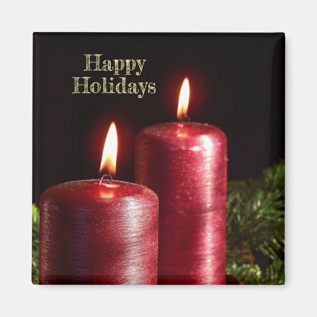 Aimant Christmas Celebration Red Candles Winter Holidays (Devant)