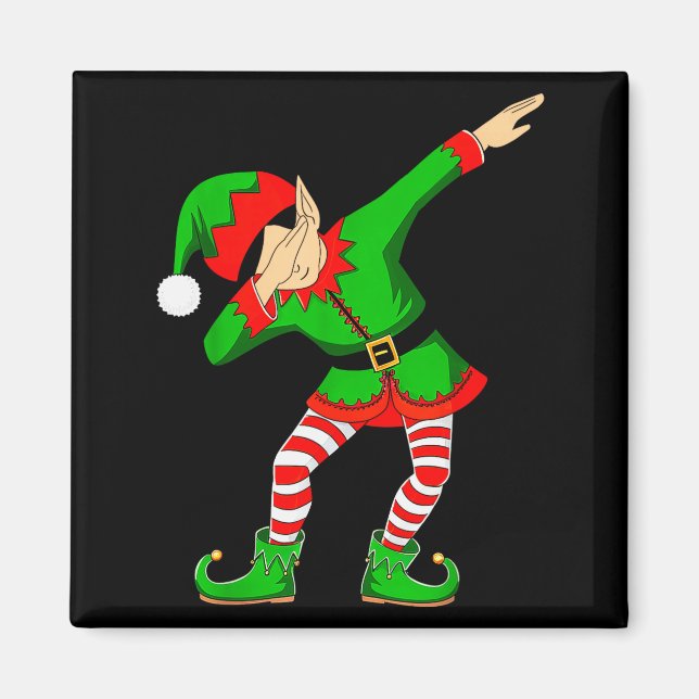 Aimant Christmas Dabbing Elf Santa Hat Boys Girls Kids Xm (Devant)