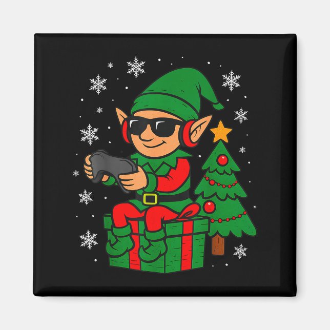 Aimant Christmas Gamer Retro Elf Funny Xmas Gaming Boys K (Devant)