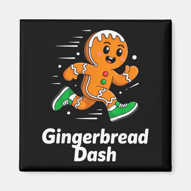 Aimant Christmas Gingerbread Dash Running Runner Xmas Mar (Devant)
