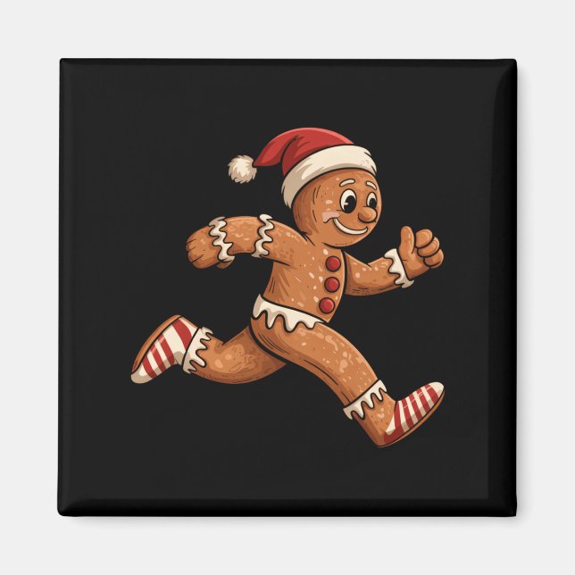 Aimant Christmas Gingerbread Running Funny Runners Pajama (Devant)