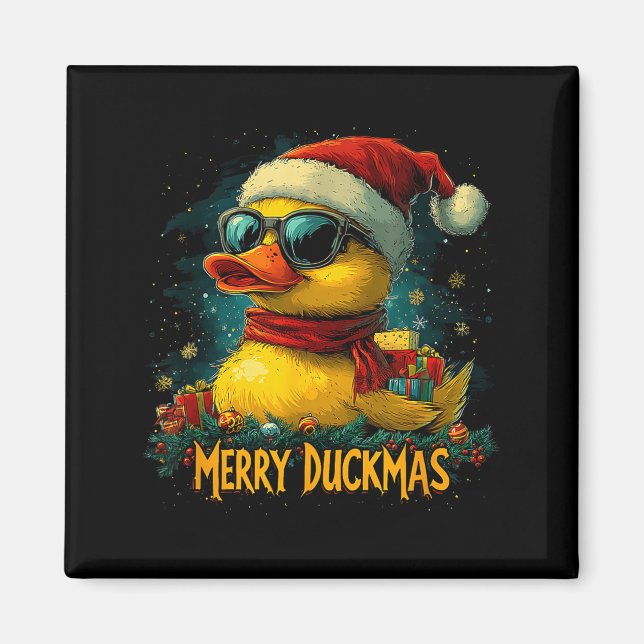 Aimant Christmas Merry Duckmas Funny Quackmas Pajama Duck (Devant)