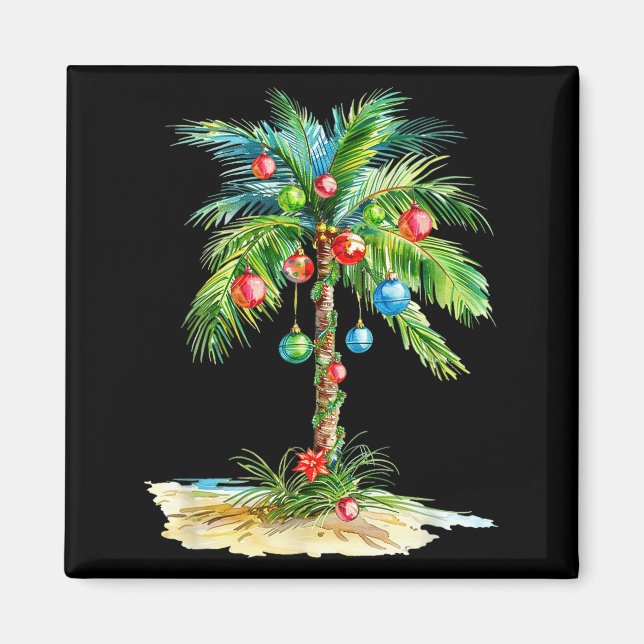 Aimant Christmas Palm Tree Light Hawaiian Trocal Xmas Men (Devant)
