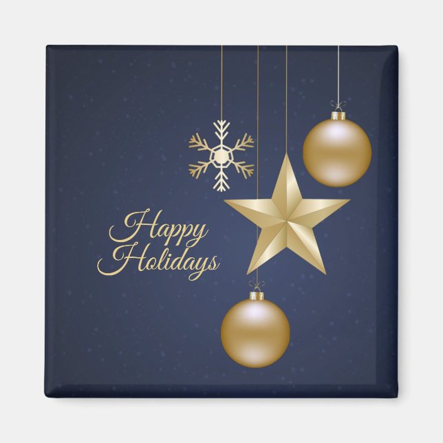 Aimant Christmas Party Golden Ornaments Navy Blue Elegant (Devant)